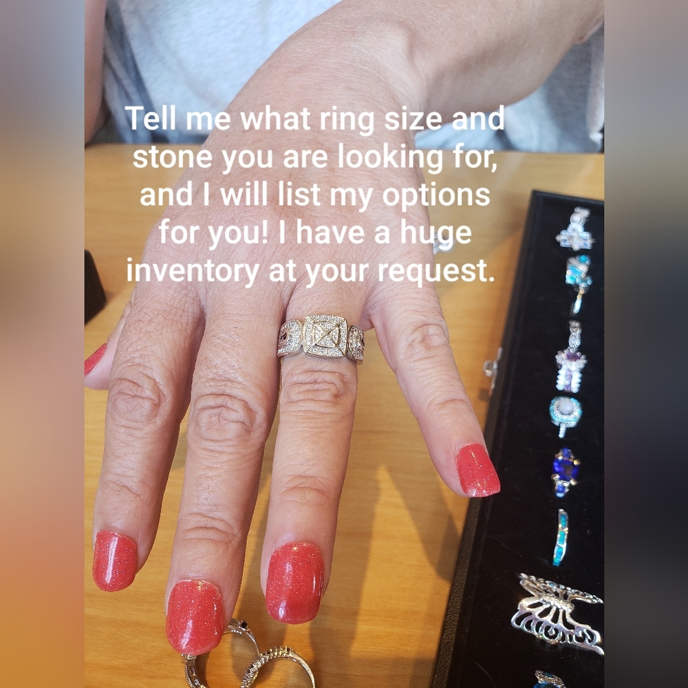MANY rings available. Just let me know what size & stone you are shopping for!